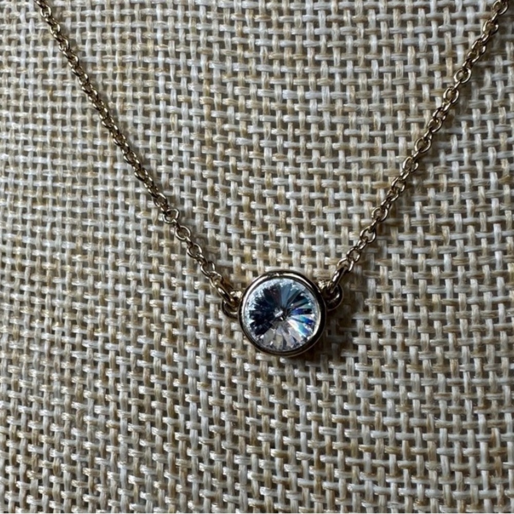 Dior Gold-Tone Clear Crystal Round Pendant Necklace